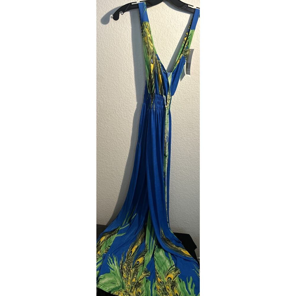 Women’s Blue Multi Color Summer Dress Long 2XL NWT